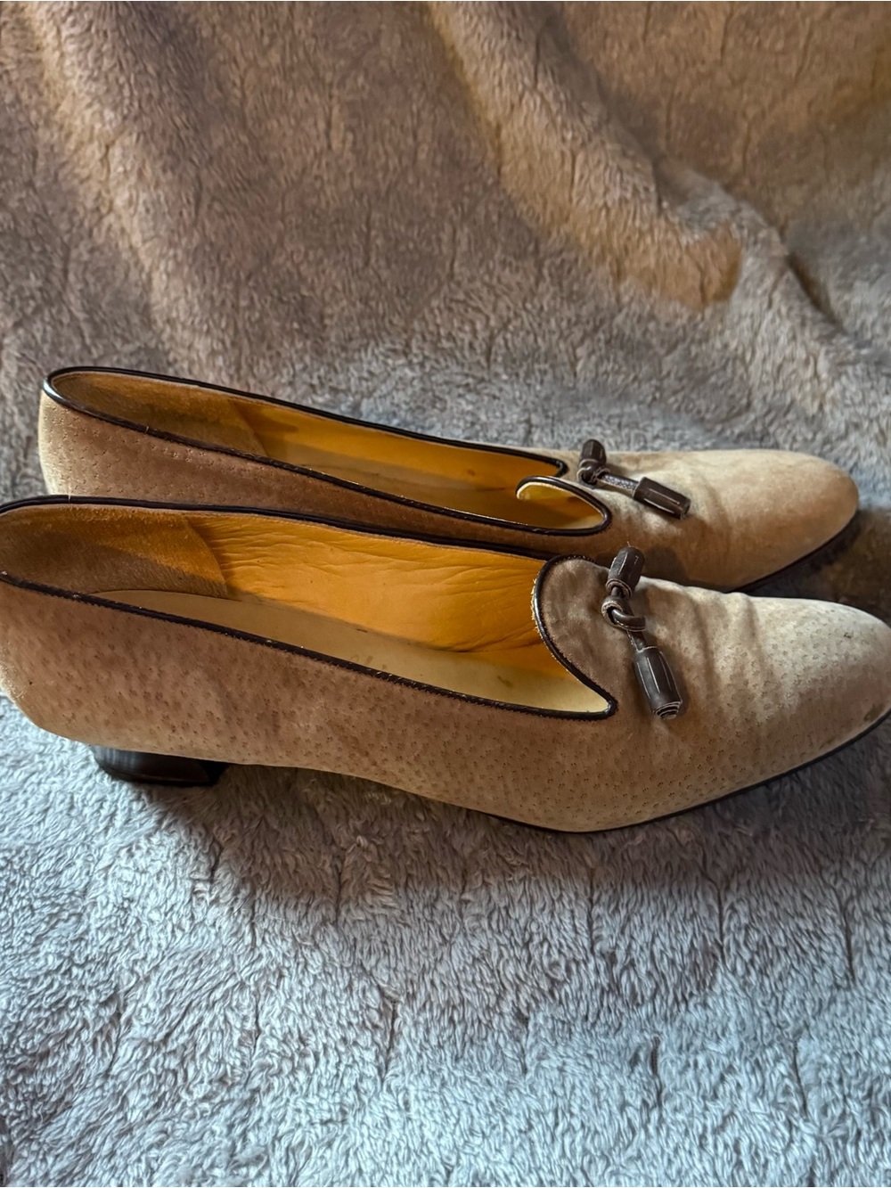 Amalfi Beige Suede Tassel Heels